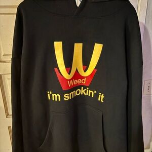 Black Hoodie with Yellow and Red Graphic